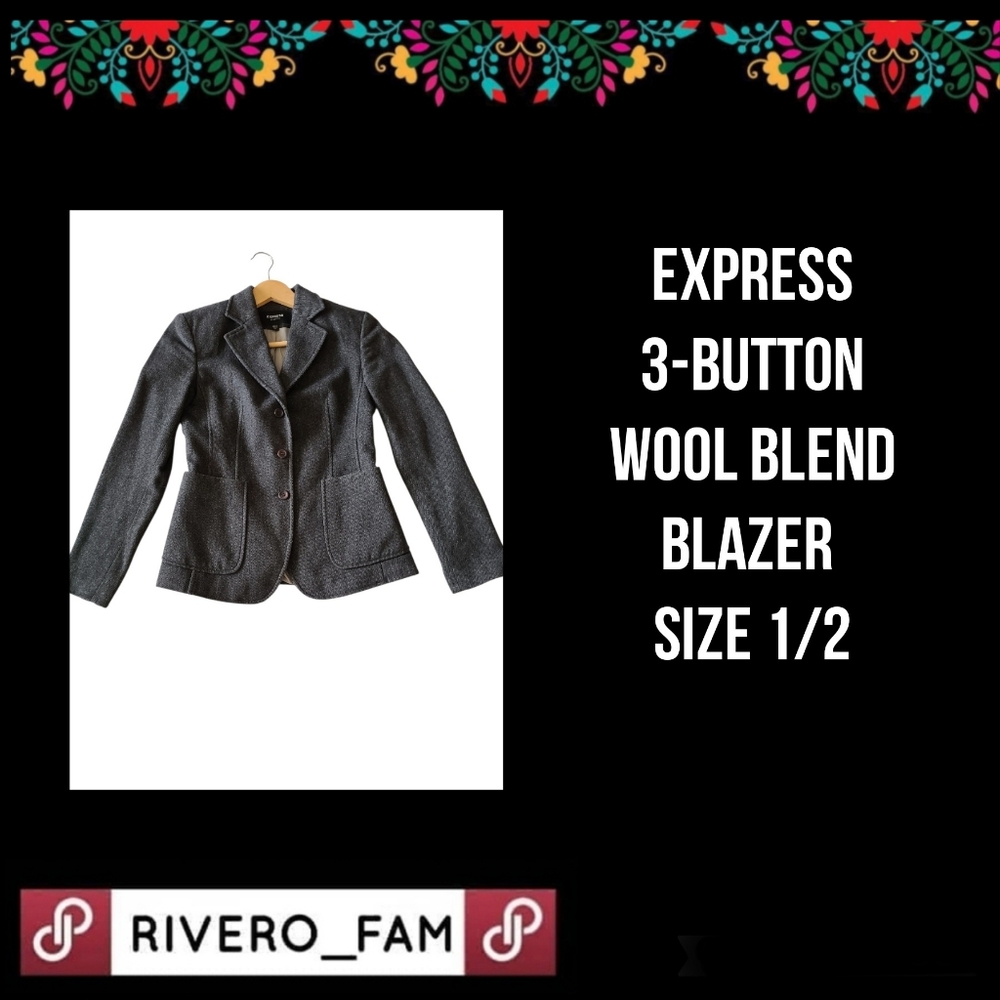 EXPRESS | 3-BUTTON | WOOL BLEND | BLAZER | SIZE 1/2